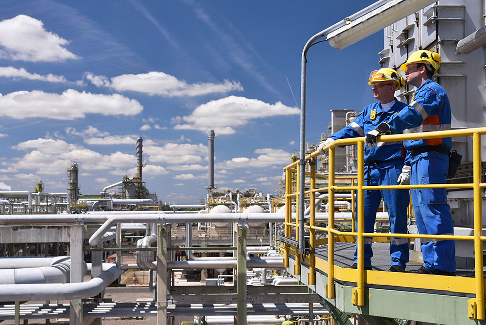 image of employees overlooking facility